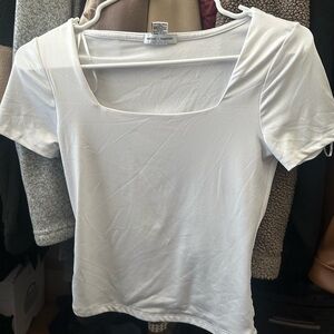White Square Neck Blouse